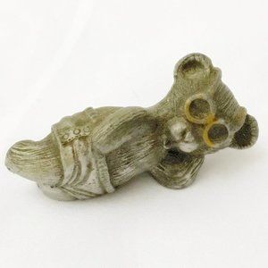 Pewter Bear Figurine Sunbathing Vintage